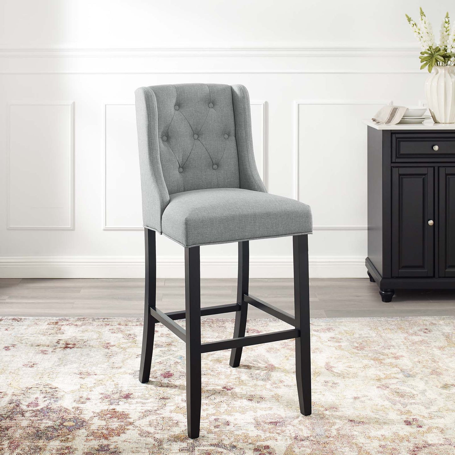 Modway Baronet Tufted Button Upholstered Fabric Bar Stool | Bar Stools |