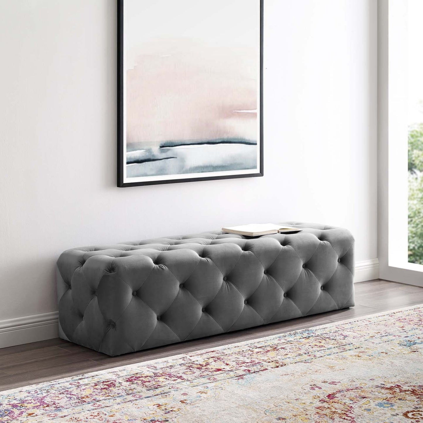 Modway Anthem 60" Tufted Button Entryway Performance Velvet Bench | Stools & Benches |