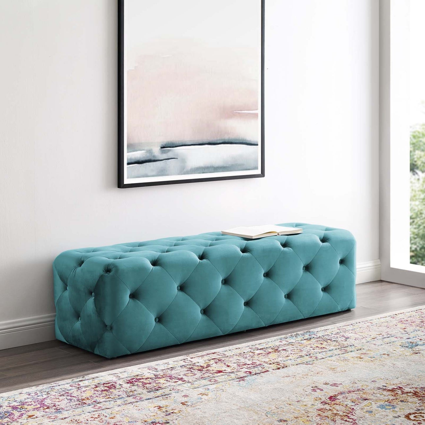 Modway Anthem 60" Tufted Button Entryway Performance Velvet Bench | Stools & Benches |