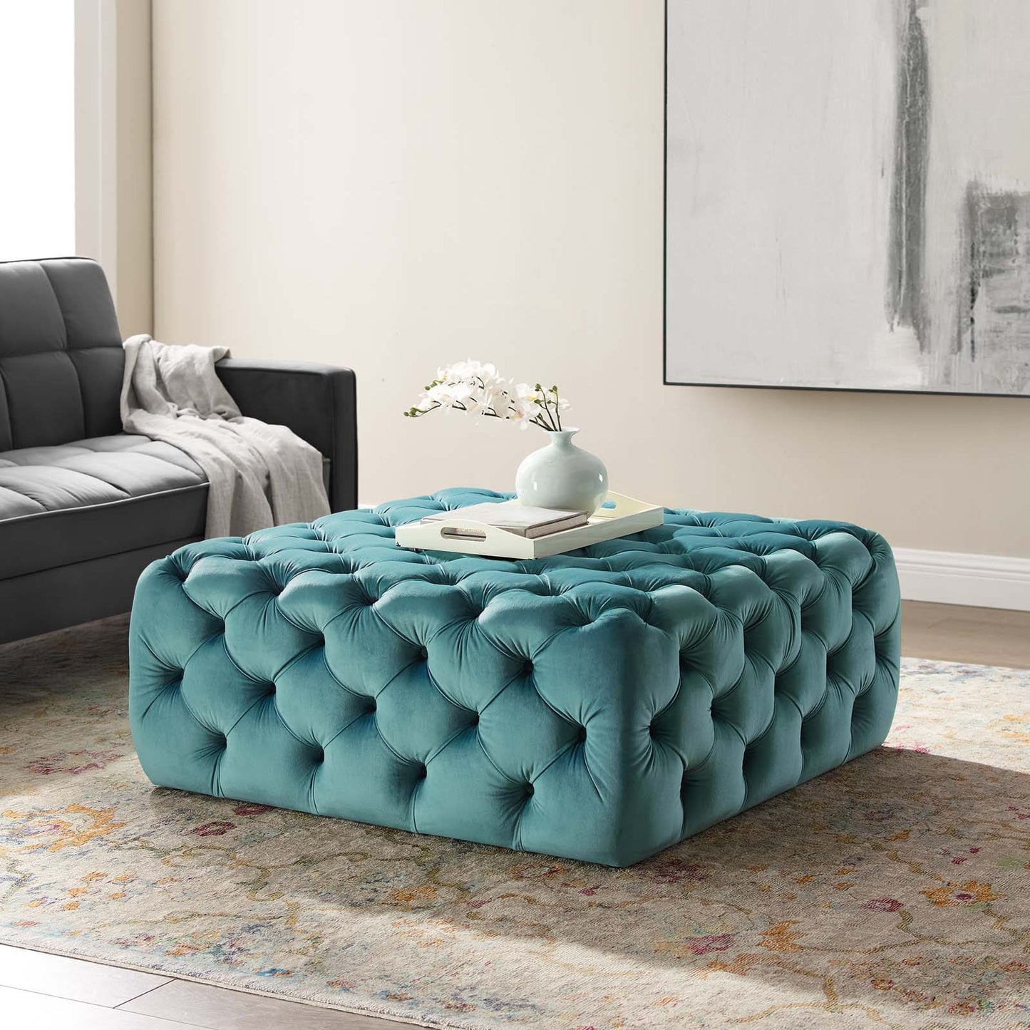 Modway Anthem Tufted Button Large Square Performance Velvet Ottoman | Ottomans |