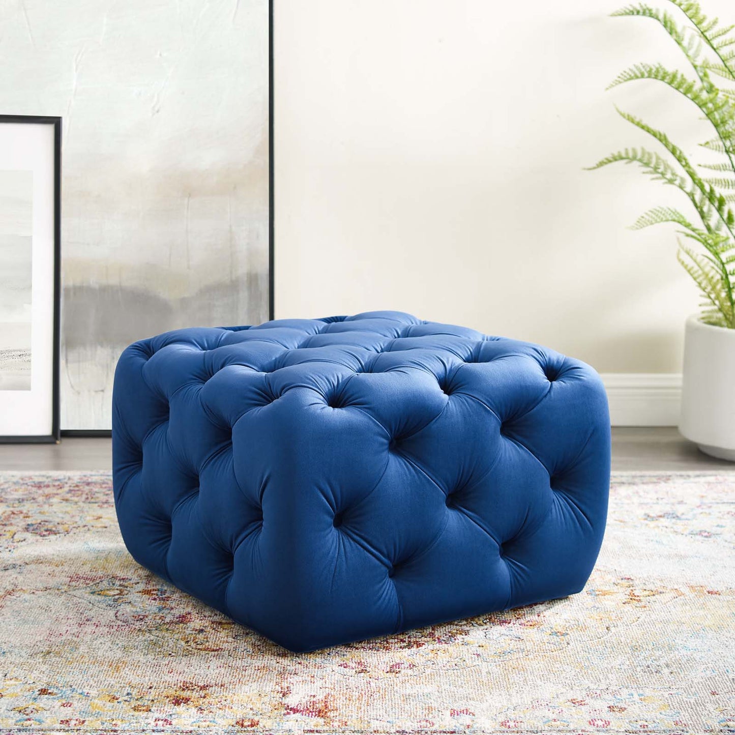 Modway Anthem Tufted Button Square Performance Velvet Ottoman | Ottomans |