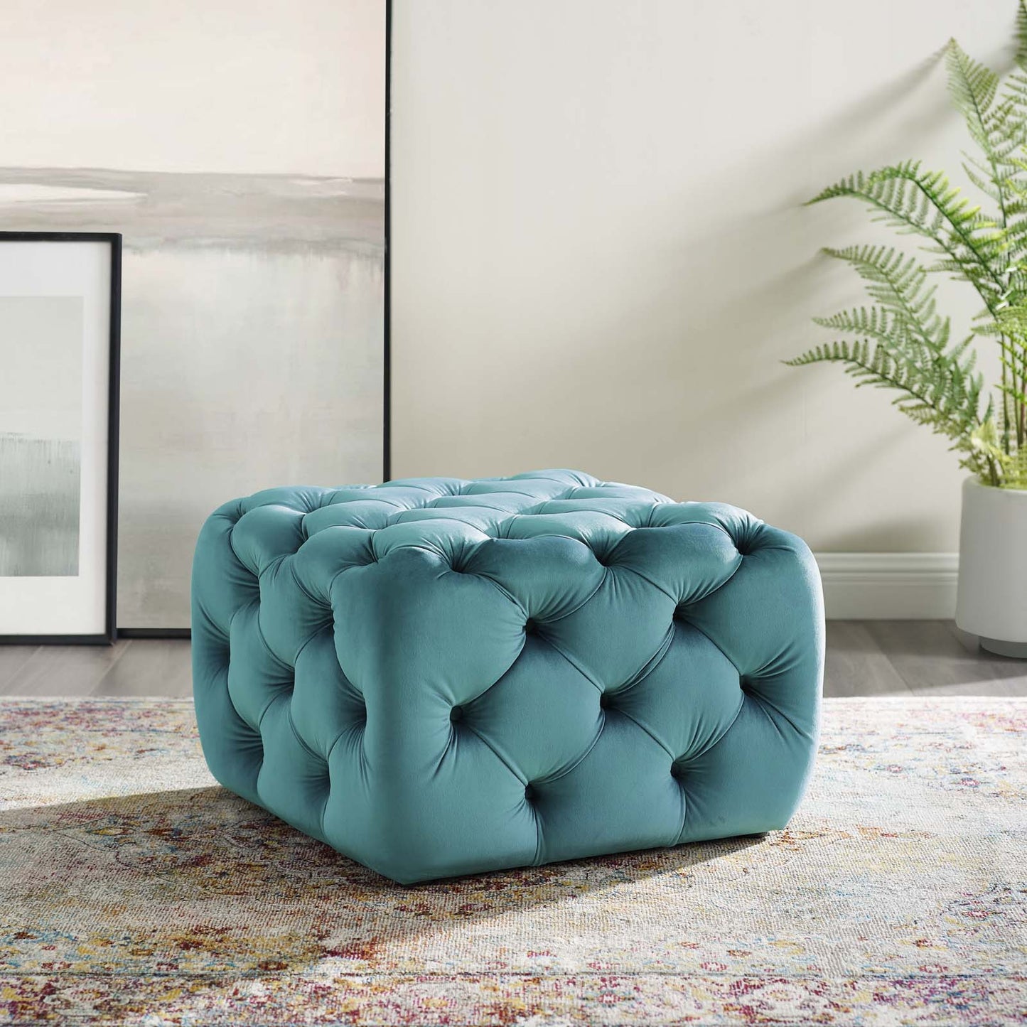 Modway Anthem Tufted Button Square Performance Velvet Ottoman | Ottomans |