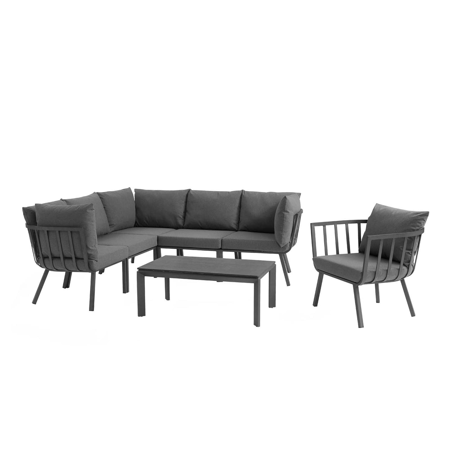 Modway Riverside 7 Piece Outdoor Patio Aluminum Set | Outdoor Sofas, Loveseats & Sectionals | Modishstore