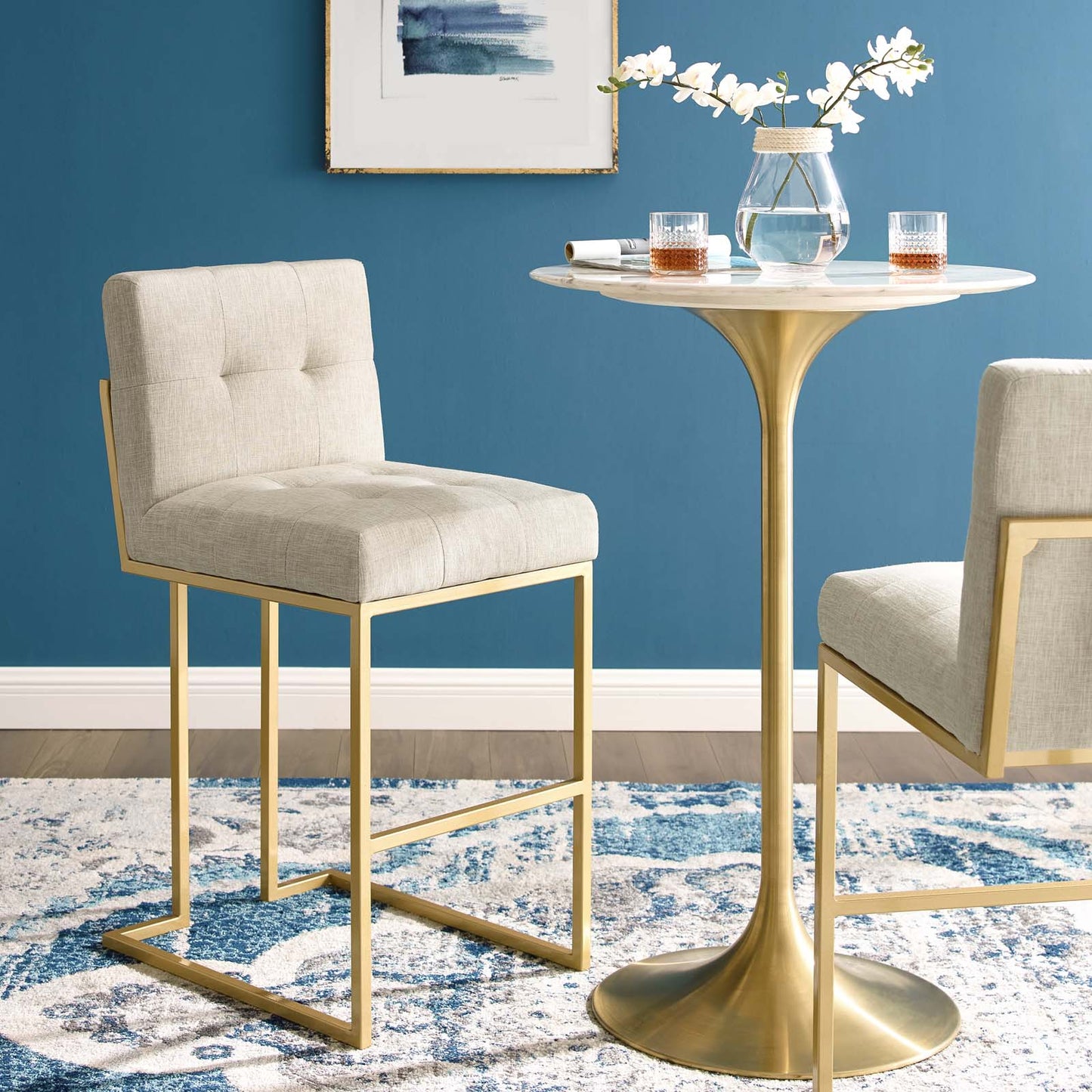 Modway Privy Gold Stainless Steel Upholstered Fabric Bar Stool | Bar Stools | Modishstore-2