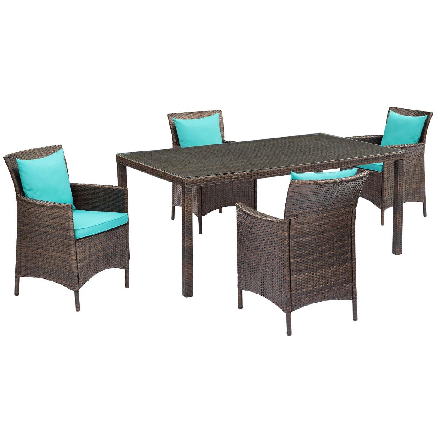 Modway Conduit 5 Piece Outdoor Patio Wicker Rattan Set | Outdoor Sofas, Loveseats & Sectionals |