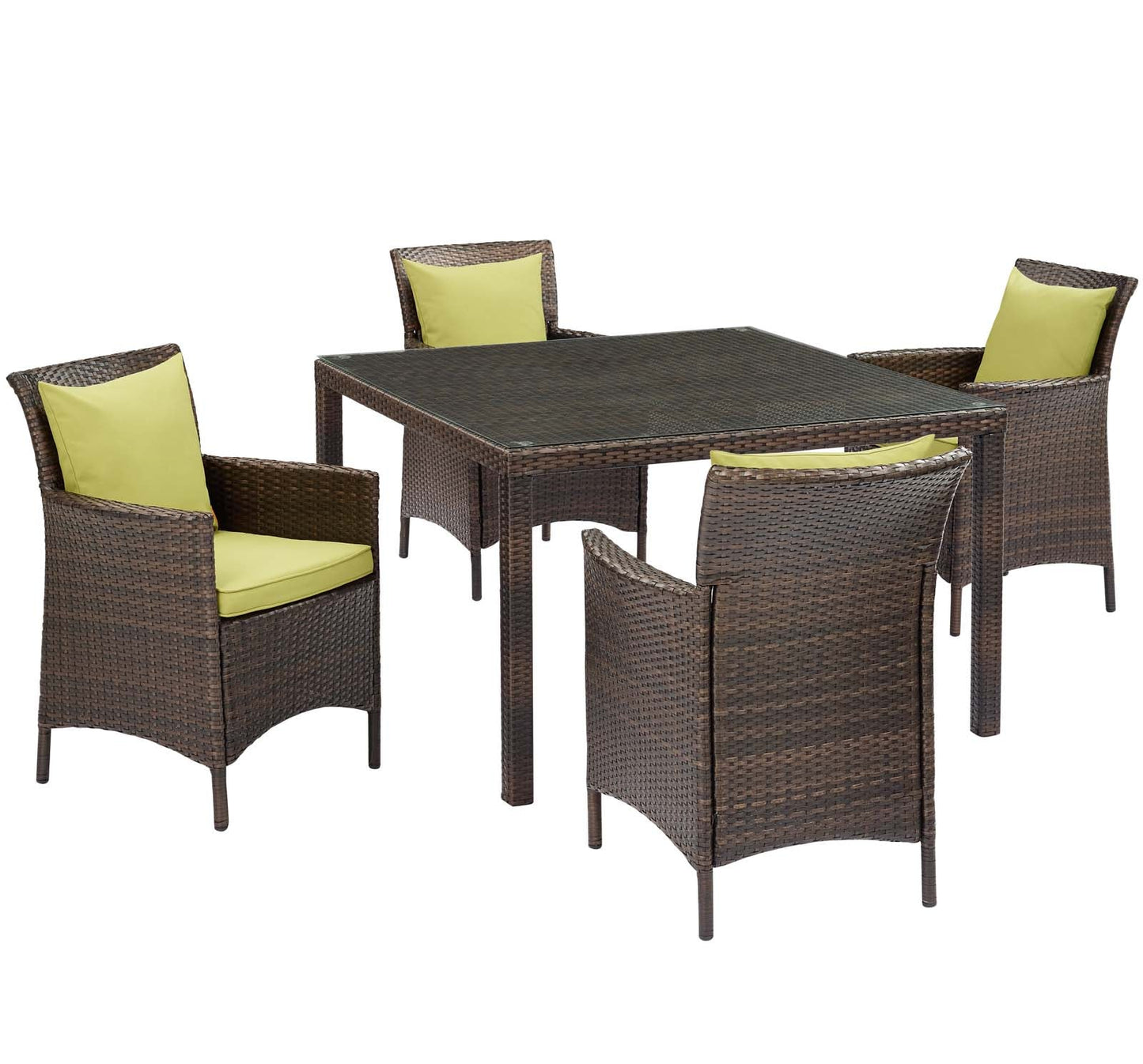 Modway Conduit 5 Piece Outdoor Patio Wicker Rattan Set | Outdoor Sofas, Loveseats & Sectionals |