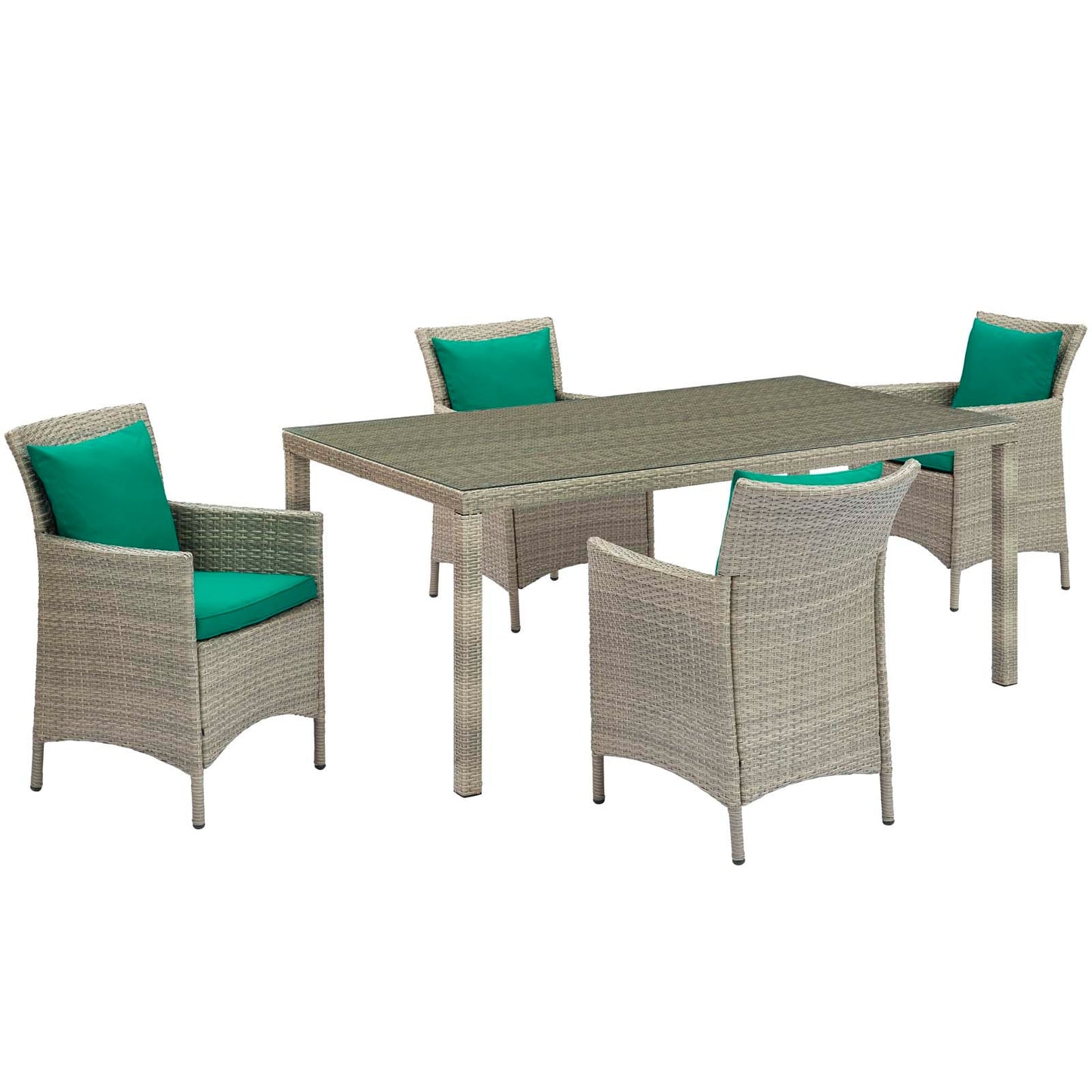 Modway Conduit 5 Piece Outdoor Patio Wicker Rattan Dining Set | Outdoor Dining Sets |