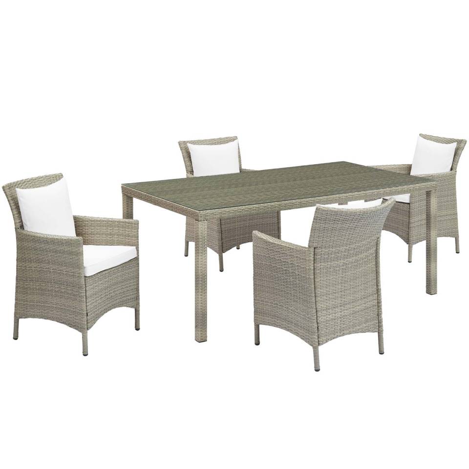 Modway Conduit 5 Piece Outdoor Patio Wicker Rattan Dining Set | Outdoor Dining Sets |