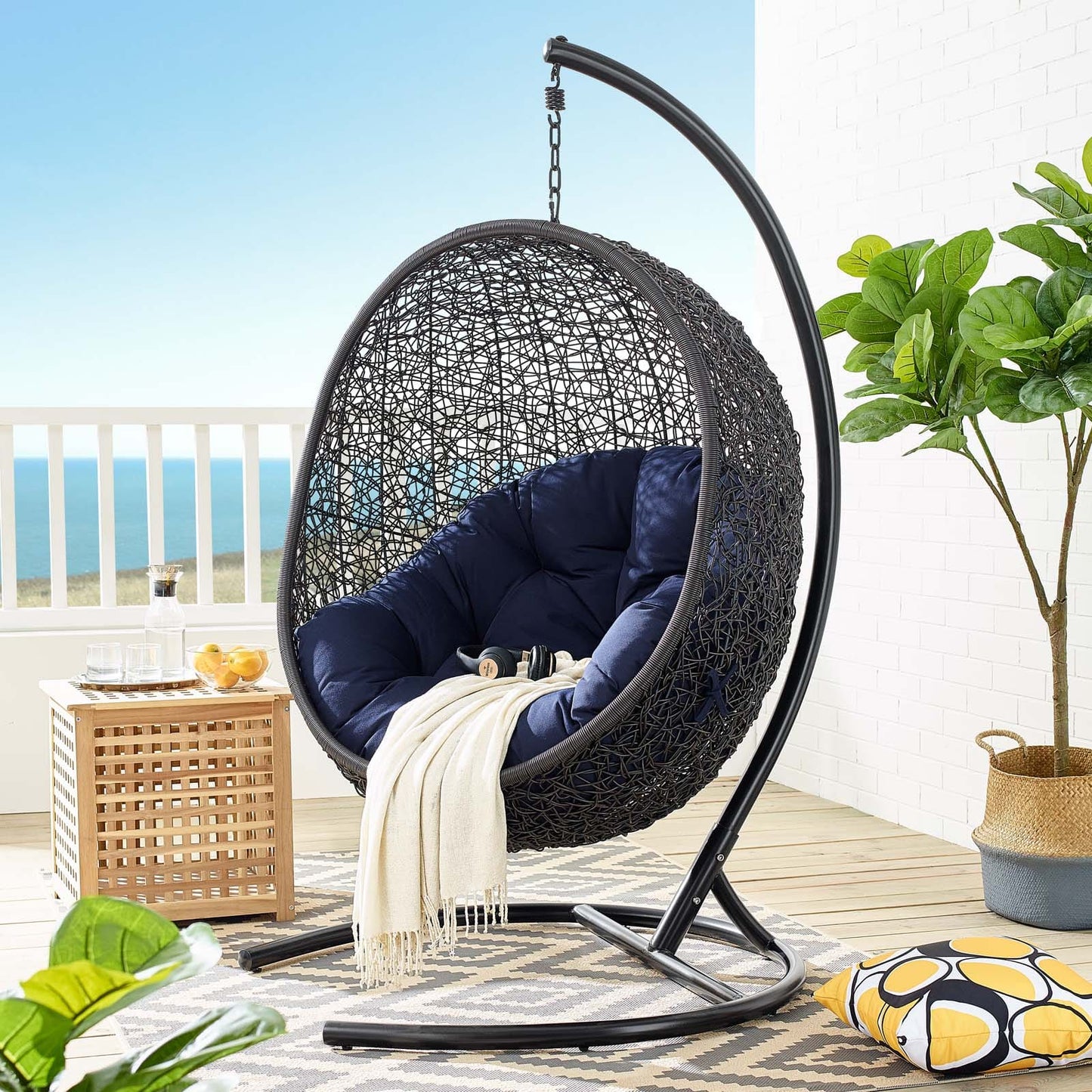 Modway Encase Sunbrella Swing Outdoor Patio Lounge Chair | Outdoor Porch Swings |