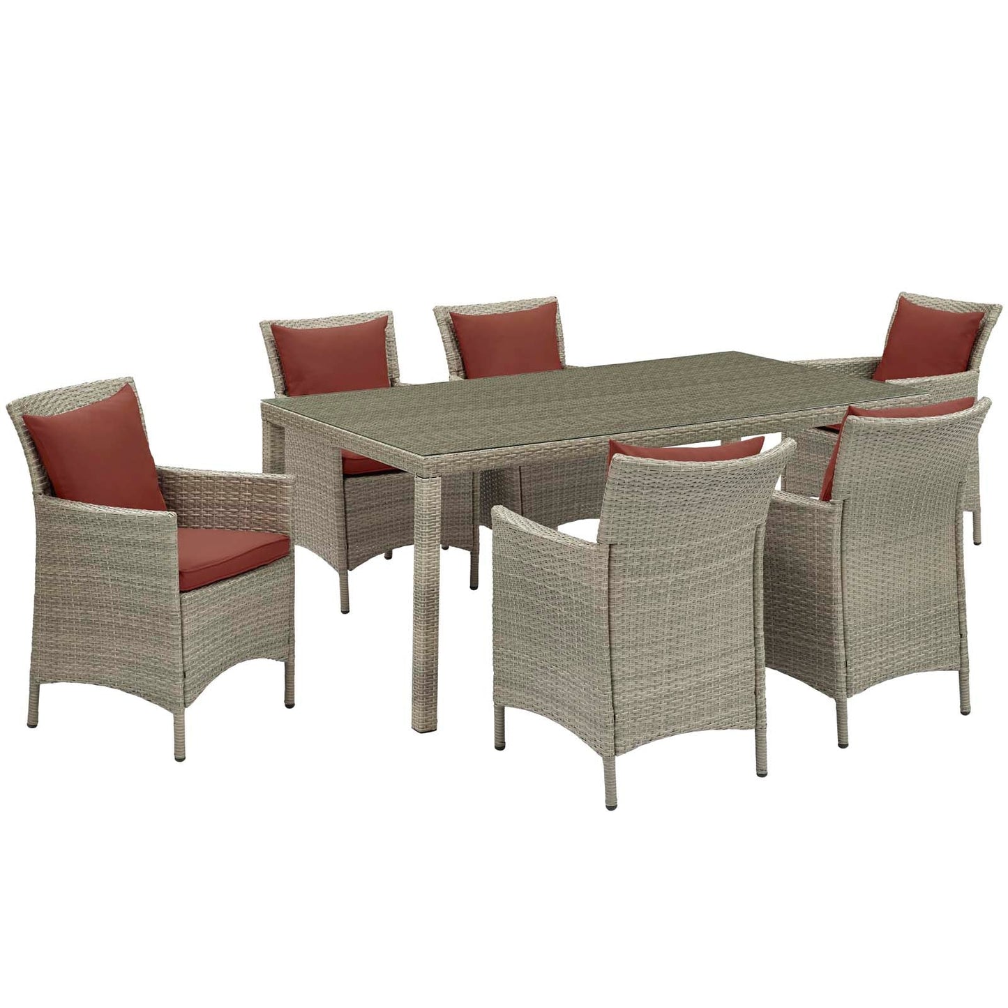 Modway Conduit 7 Piece Outdoor Patio Wicker Rattan Dining Set | Dining Sets |
