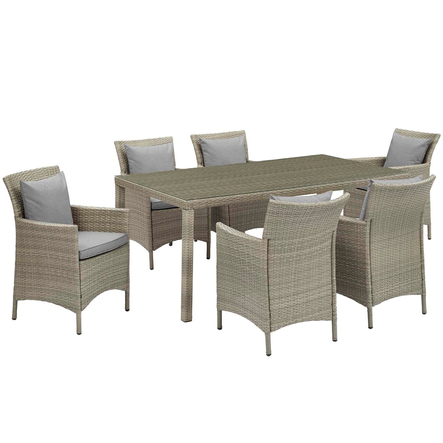 Modway Conduit 7 Piece Outdoor Patio Wicker Rattan Dining Set | Dining Sets |