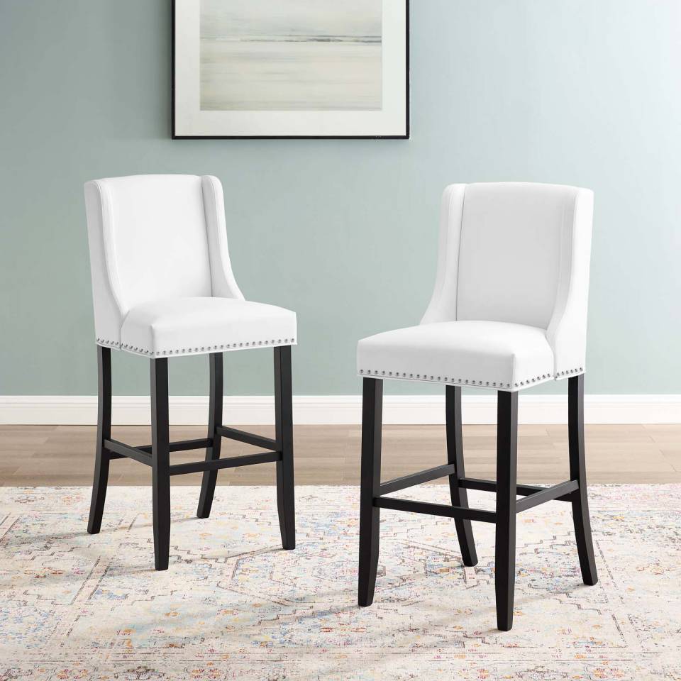Modway Baron Bar Stool Faux Leather Set of 2 | Bar Stools