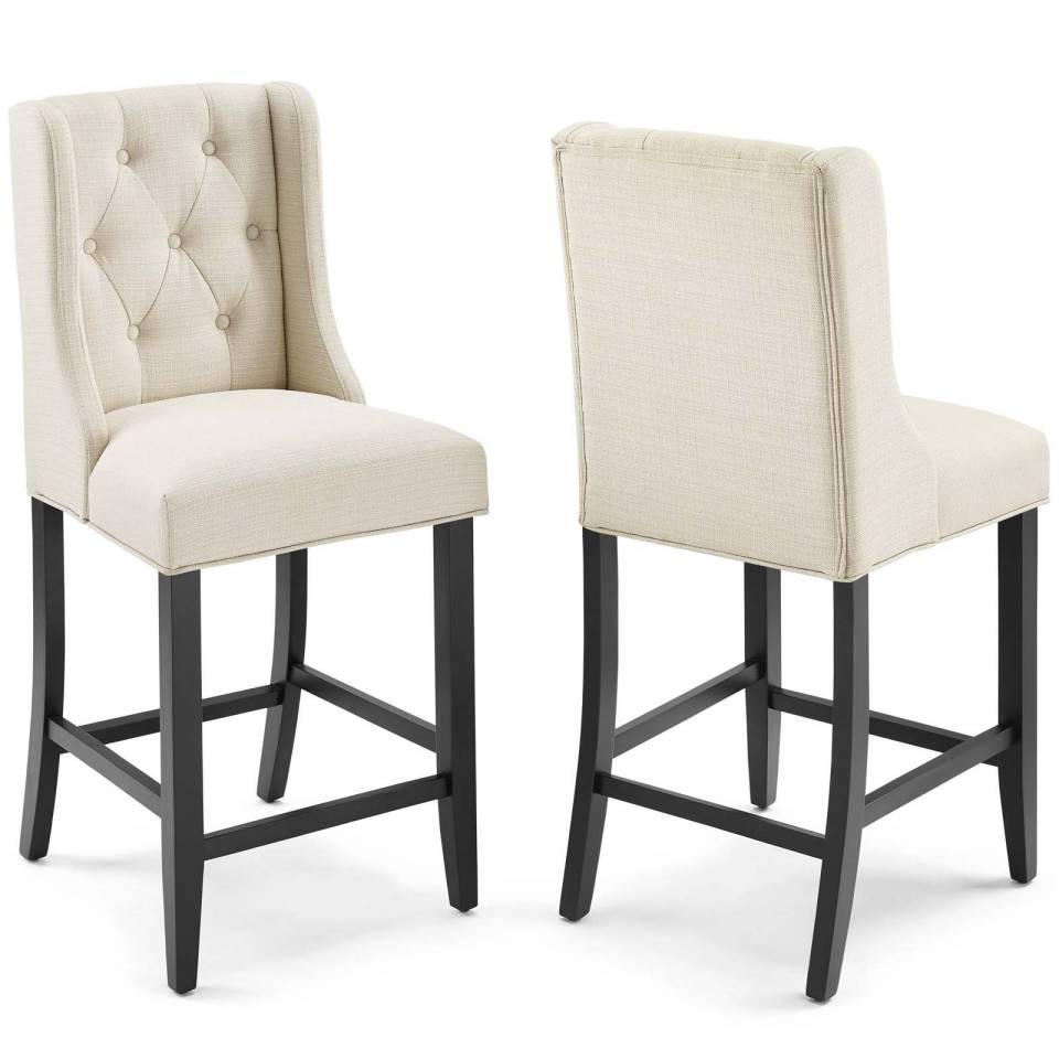 Modway Baronet Counter Bar Stool Upholstered Fabric Set of 2 | Bar Stools |