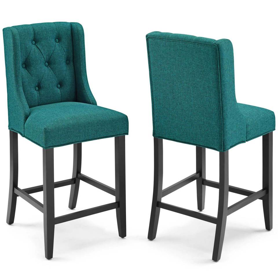 Modway Baronet Counter Bar Stool Upholstered Fabric Set of 2 | Bar Stools |