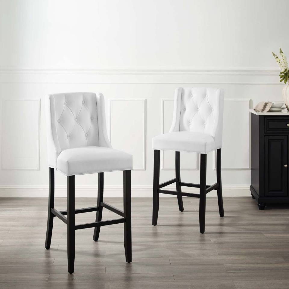 Modway Baronet Bar Stool Faux Leather Set of 2 | Bar Stools