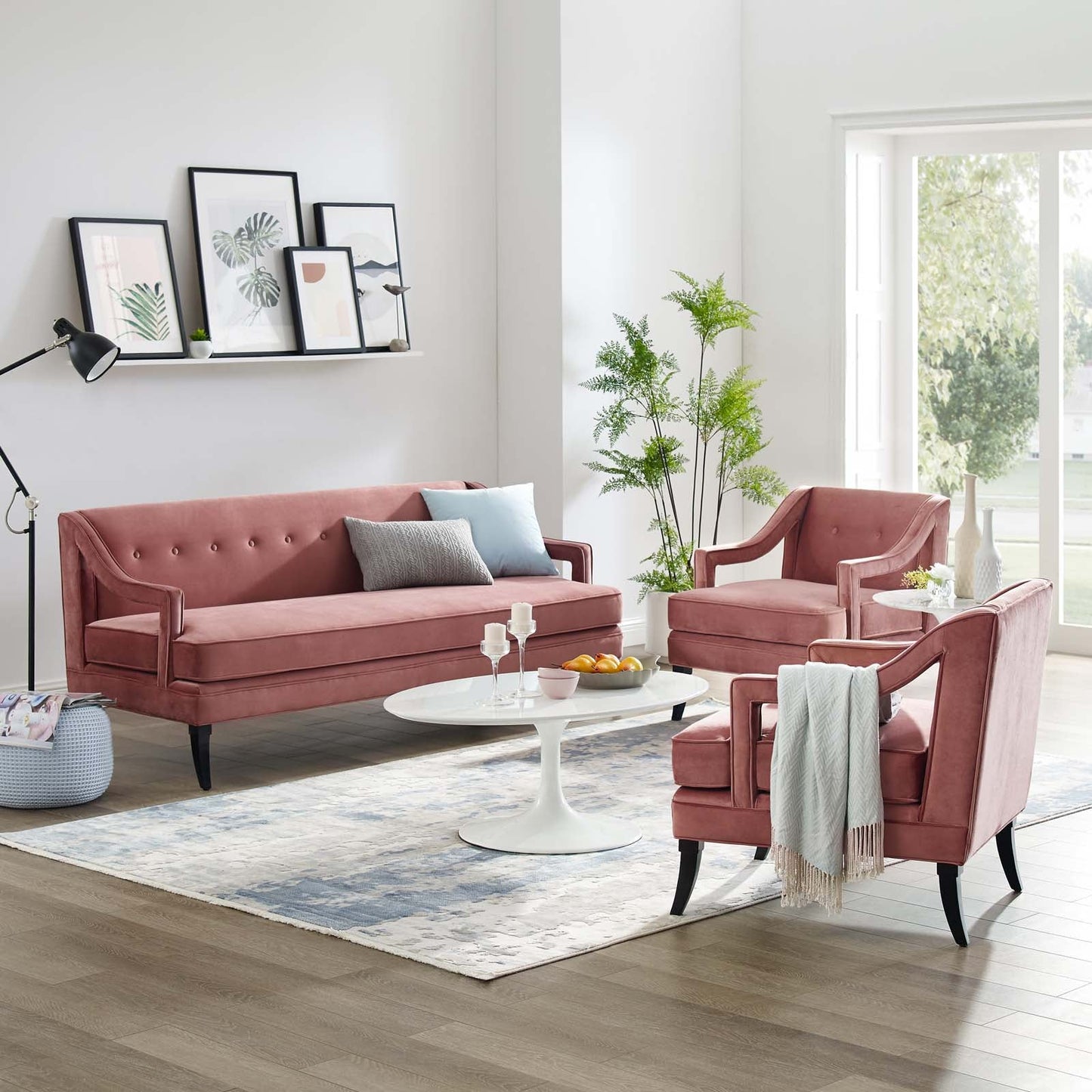Concur Living Room Set Performance Velvet Set of 3 By Modway - EEI-4025 | Sofa Set