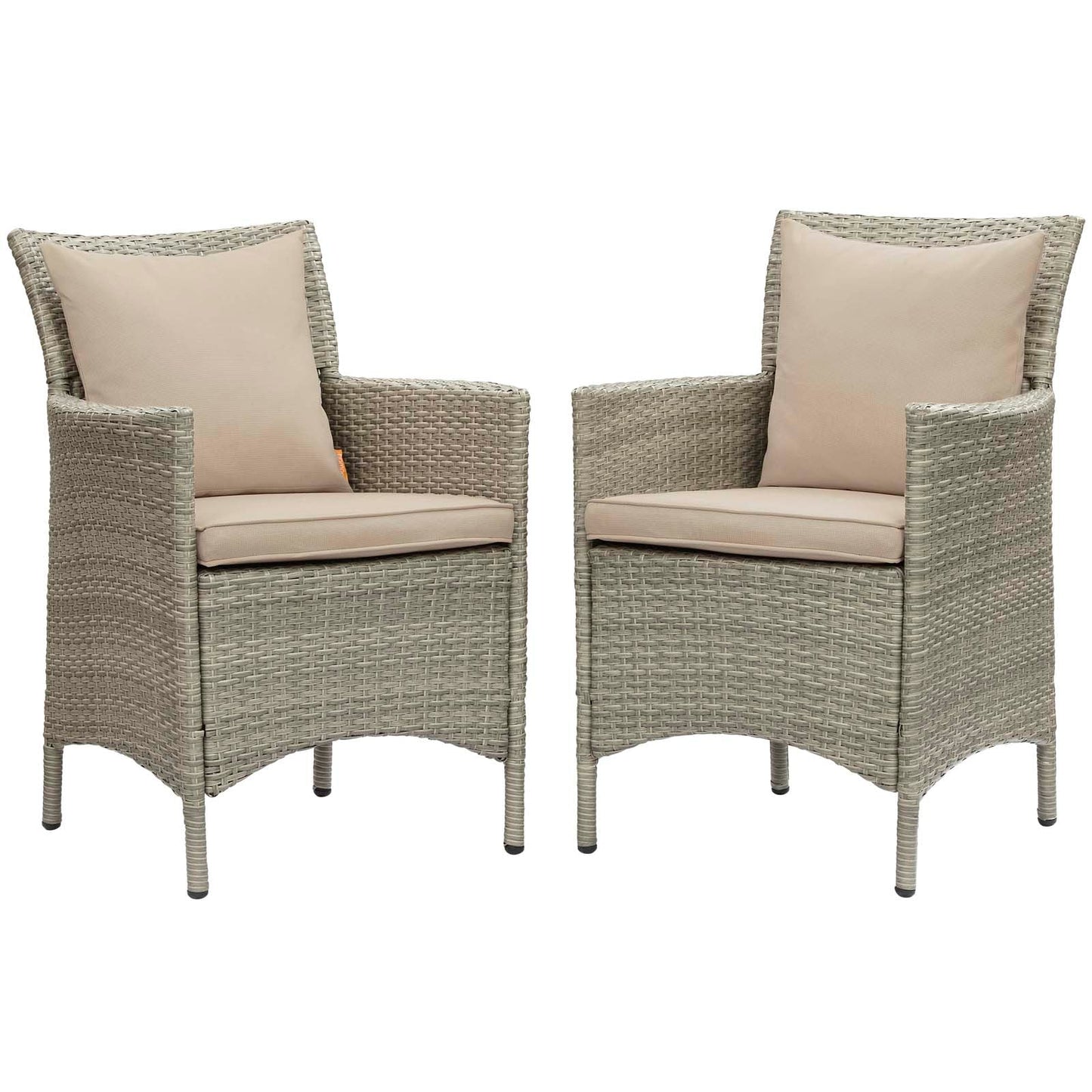 Modway Conduit Outdoor Patio Wicker Rattan Dining Armchair Set of 2 | Armchairs