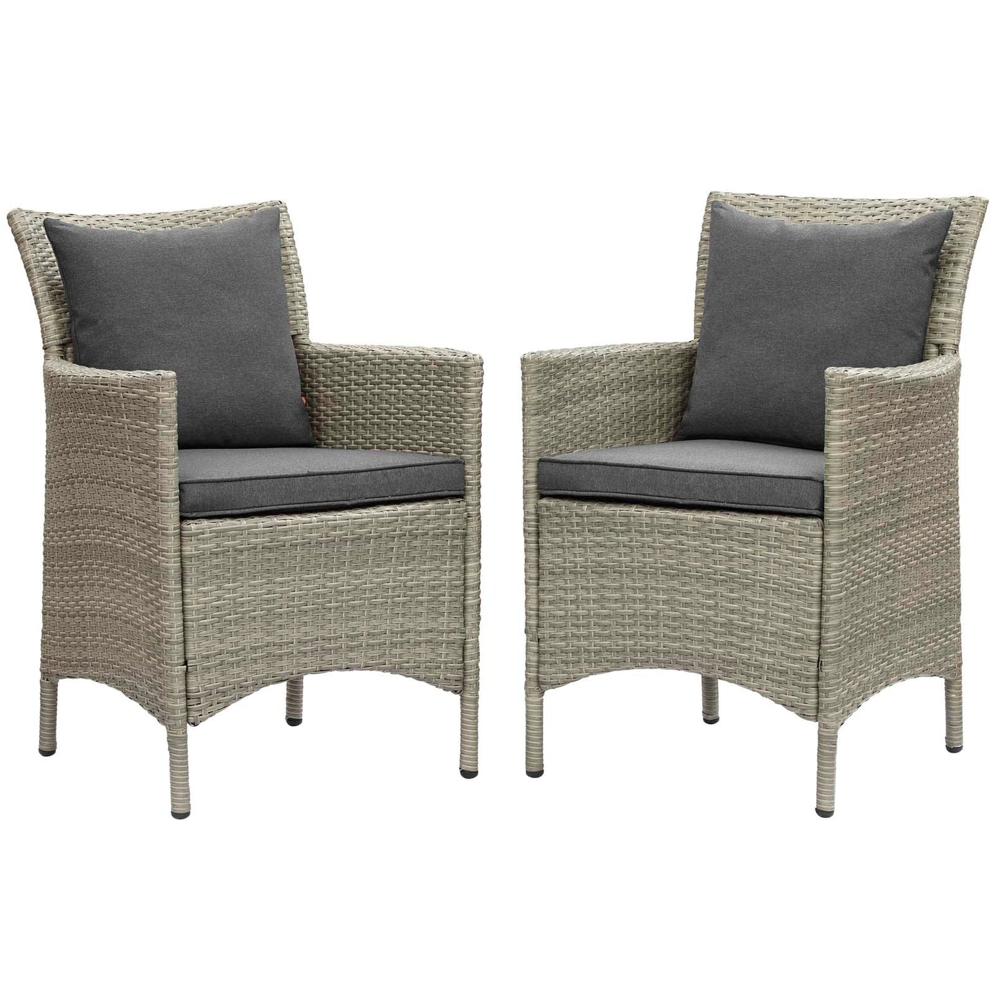 Modway Conduit Outdoor Patio Wicker Rattan Dining Armchair Set of 2 | Armchairs |