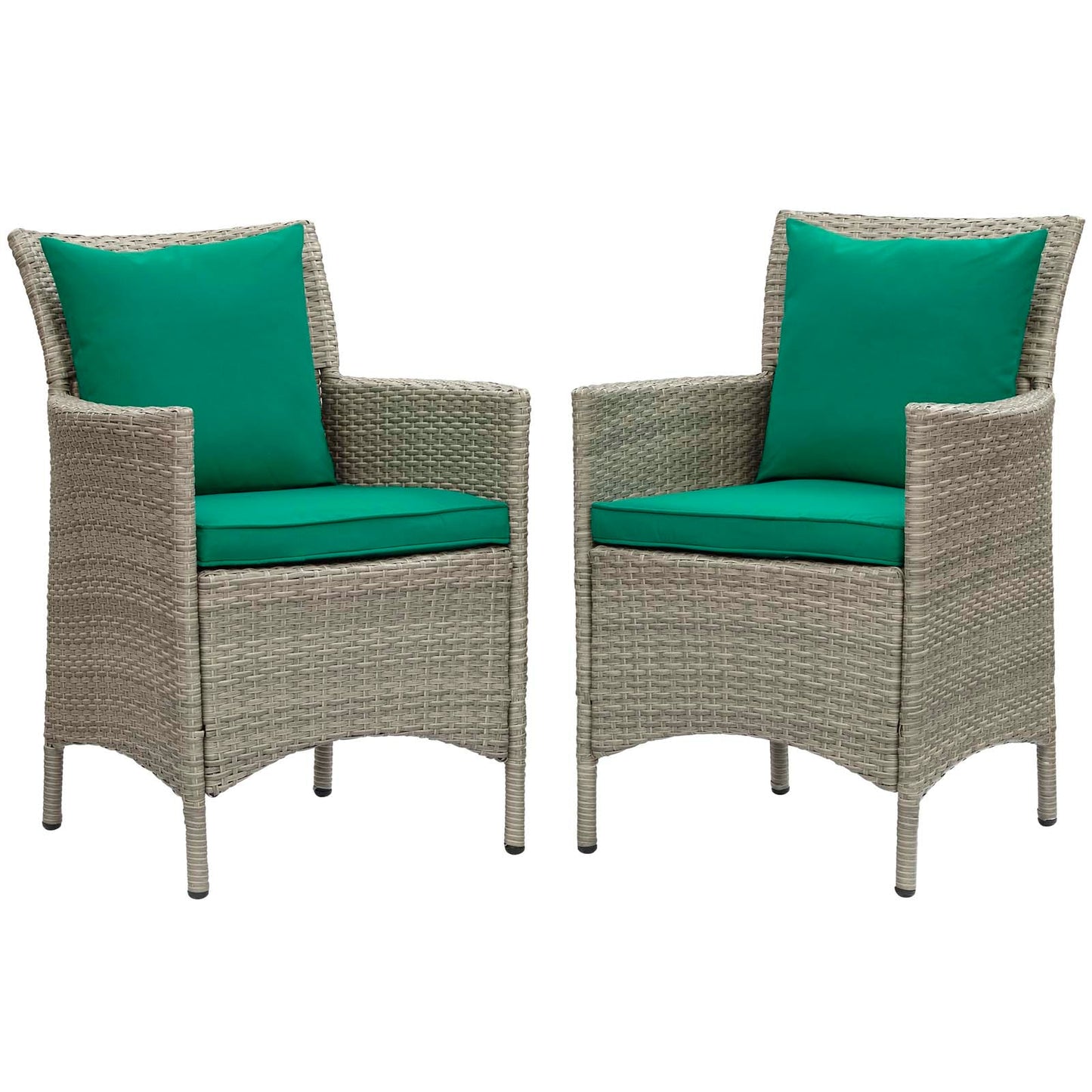 Modway Conduit Outdoor Patio Wicker Rattan Dining Armchair Set of 2 | Armchairs |