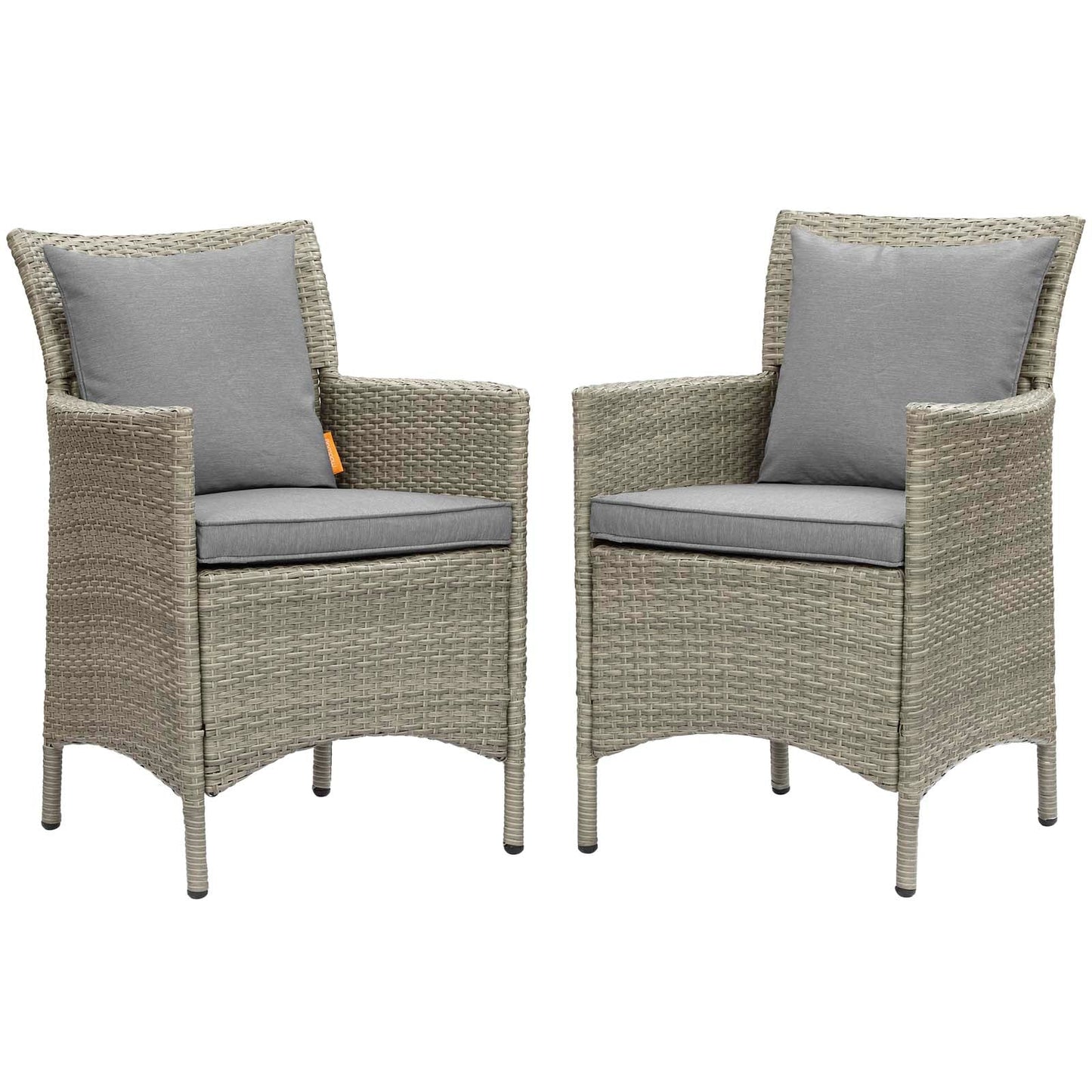 Modway Conduit Outdoor Patio Wicker Rattan Dining Armchair Set of 2 | Armchairs |