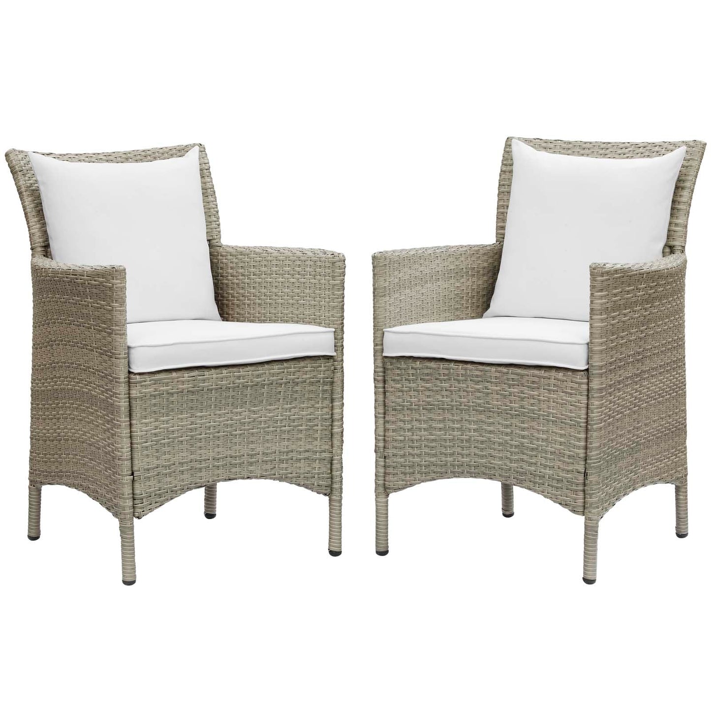 Modway Conduit Outdoor Patio Wicker Rattan Dining Armchair Set of 2 | Armchairs |