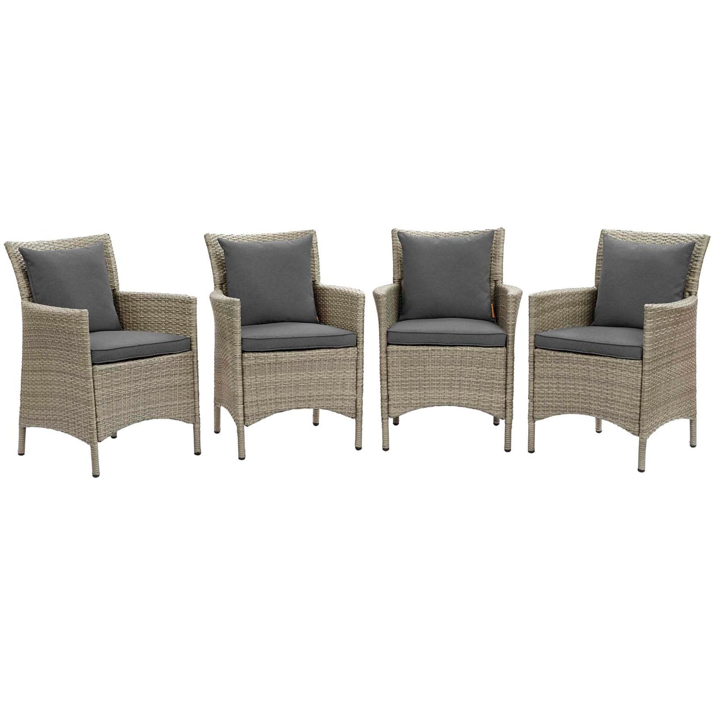 Modway Conduit Outdoor Patio Wicker Rattan Dining Armchair Set of 4 | Armchairs |