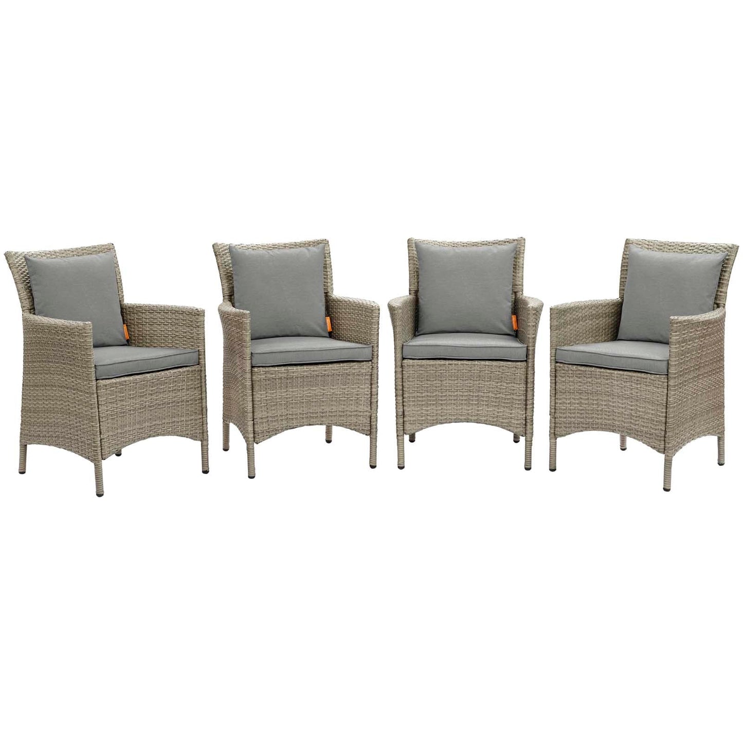 Modway Conduit Outdoor Patio Wicker Rattan Dining Armchair Set of 4 | Armchairs |