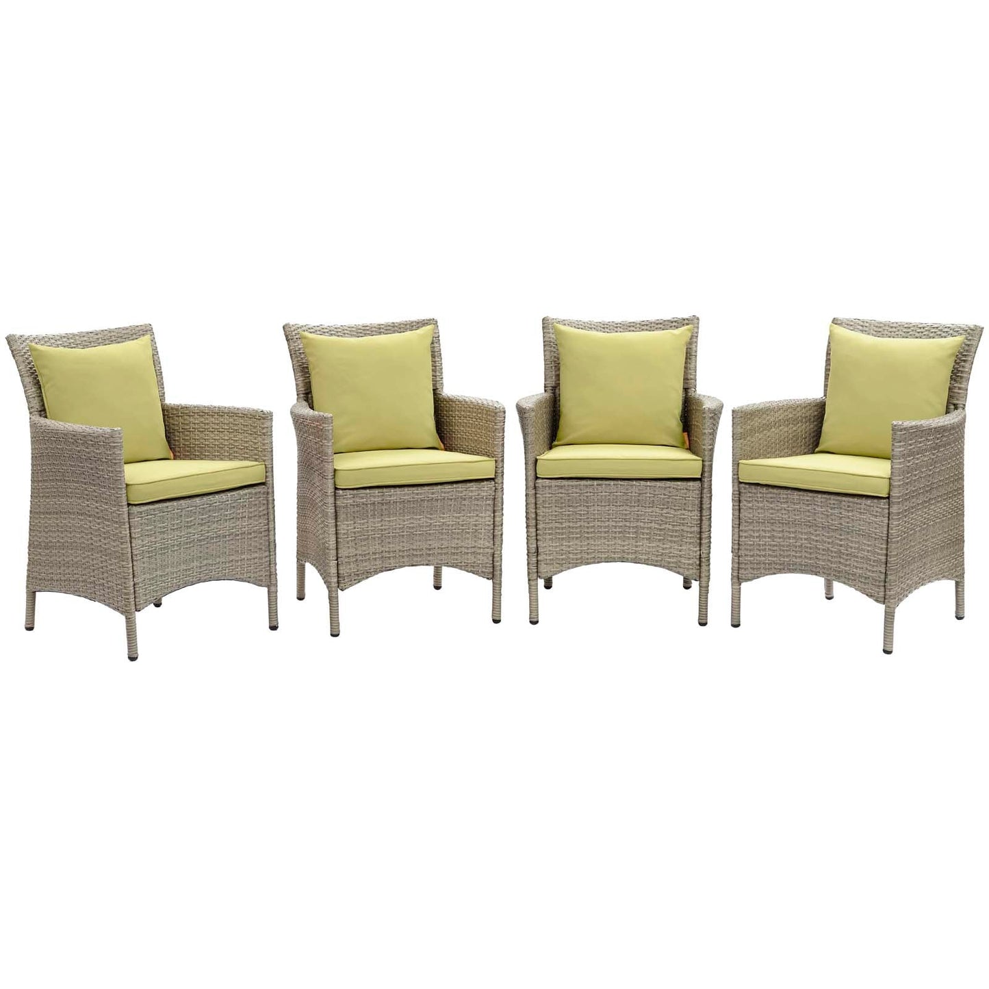 Modway Conduit Outdoor Patio Wicker Rattan Dining Armchair Set of 4 | Armchairs |