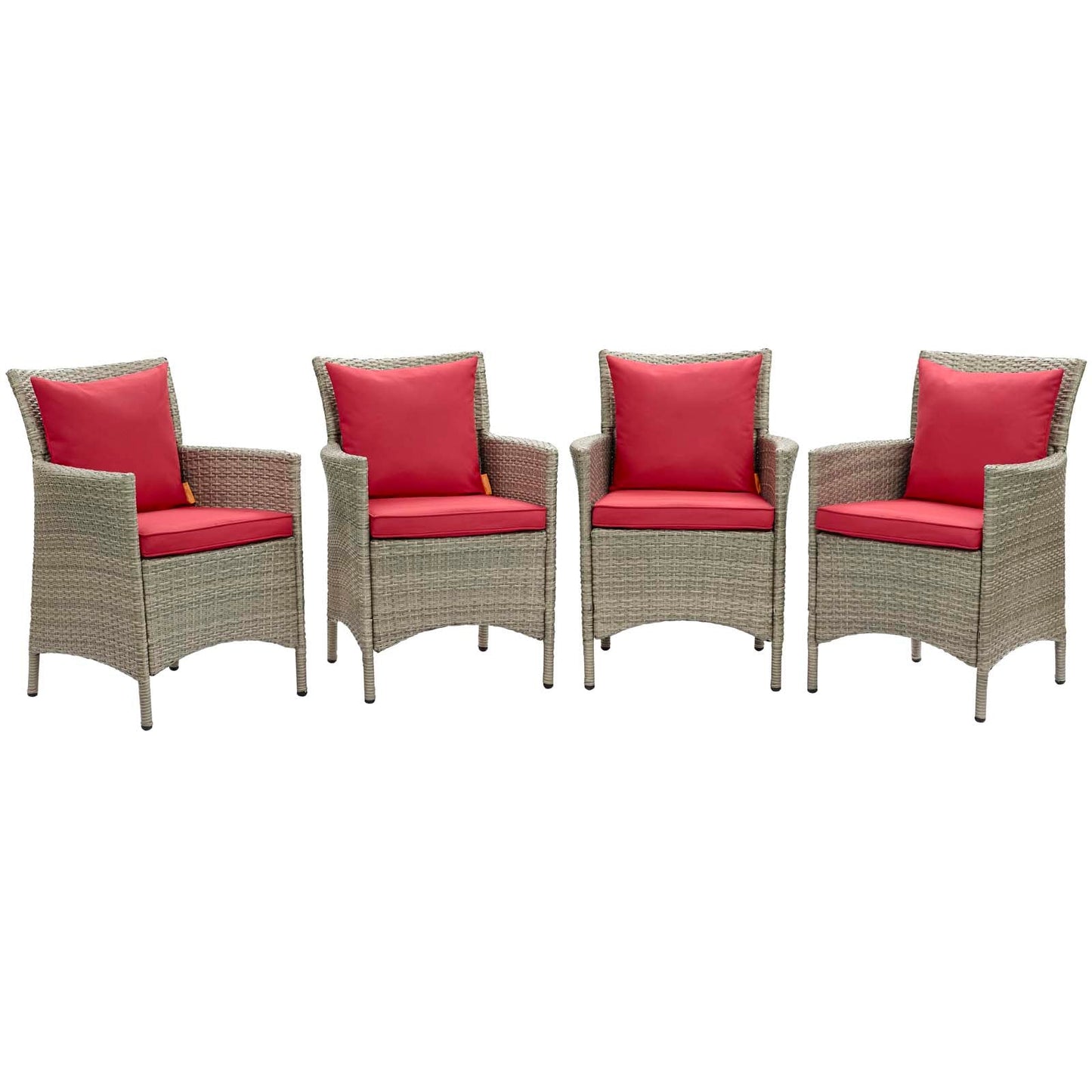 Modway Conduit Outdoor Patio Wicker Rattan Dining Armchair Set of 4 | Armchairs |