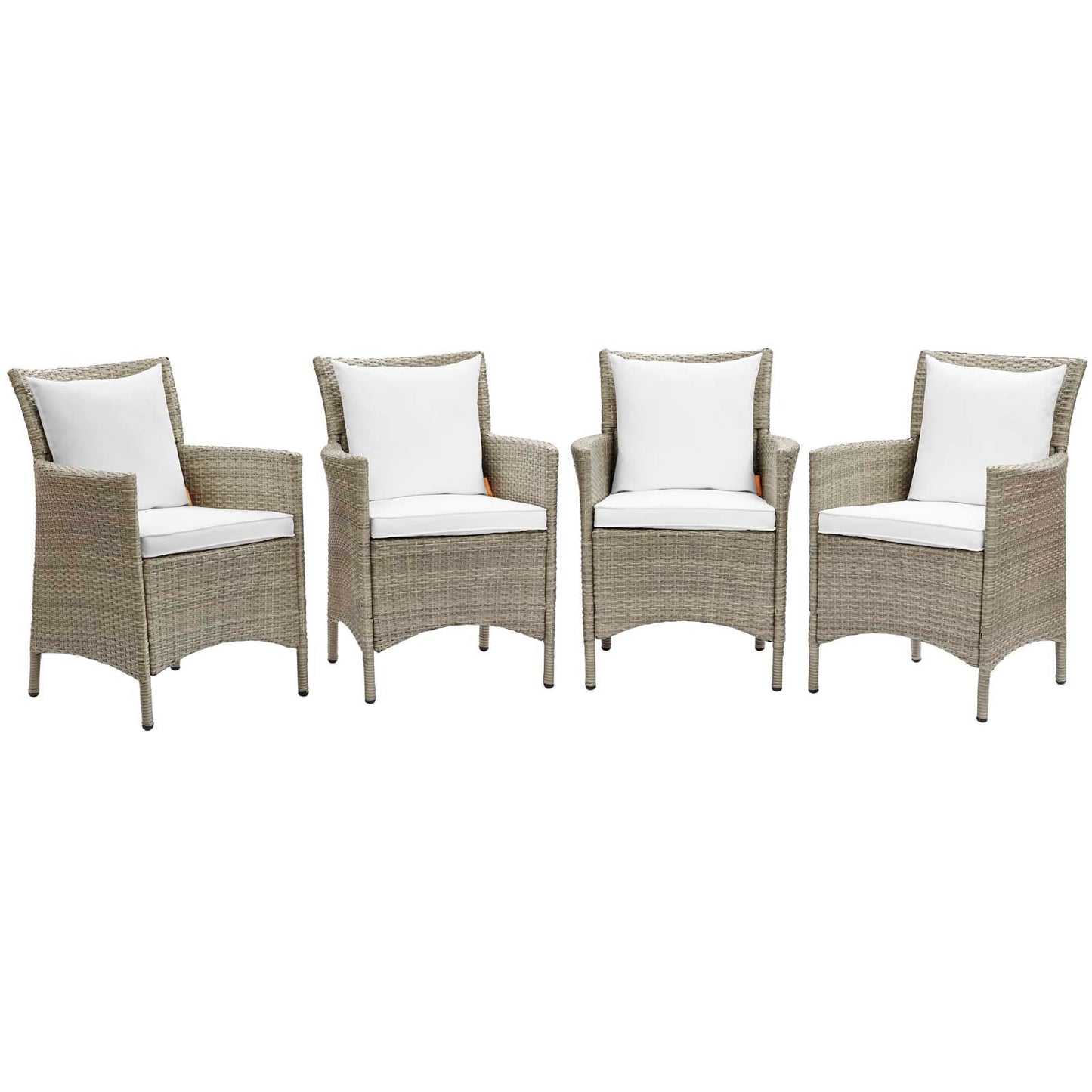 Modway Conduit Outdoor Patio Wicker Rattan Dining Armchair Set of 4 | Armchairs |