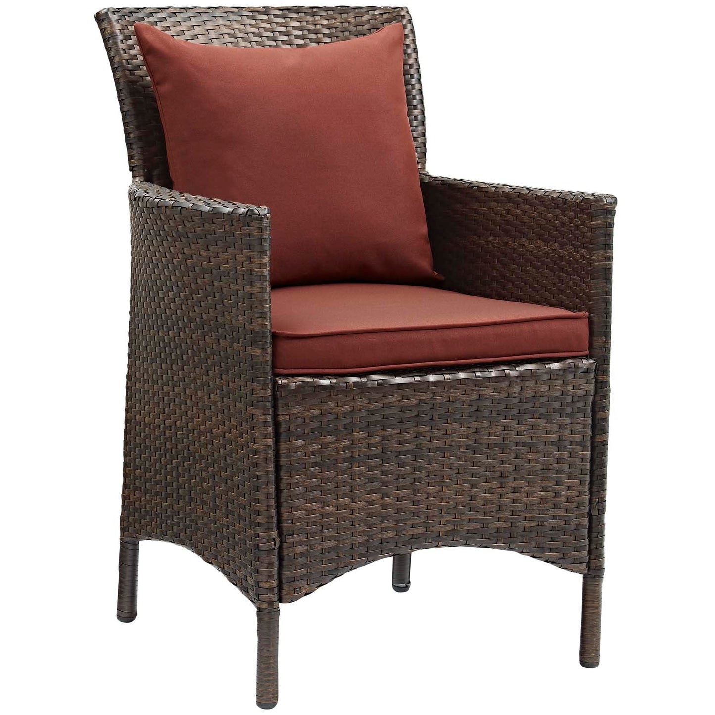 Modway Conduit Outdoor Patio Wicker Rattan Dining Armchair Set of 4 | Dining Chairs |