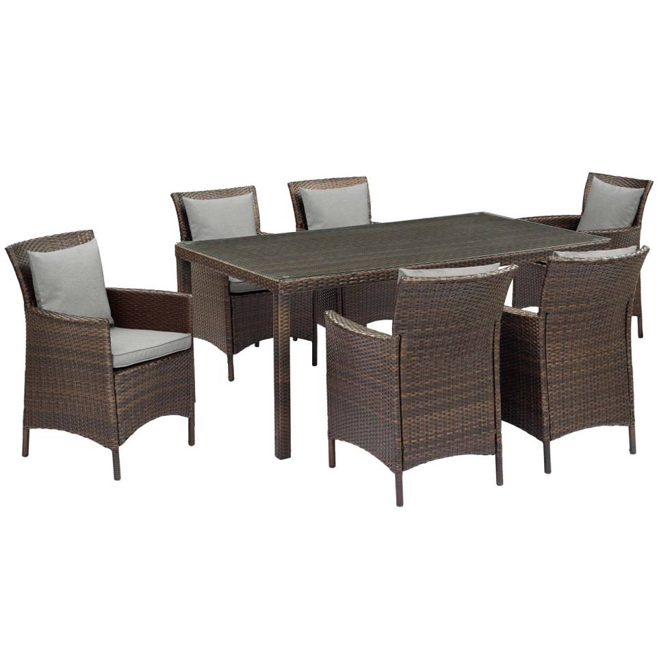 Modway Conduit 7 Piece Outdoor Patio Wicker Rattan Dining Set | Dining Sets |