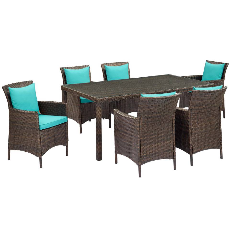 Modway Conduit 7 Piece Outdoor Patio Wicker Rattan Dining Set | Dining Sets |