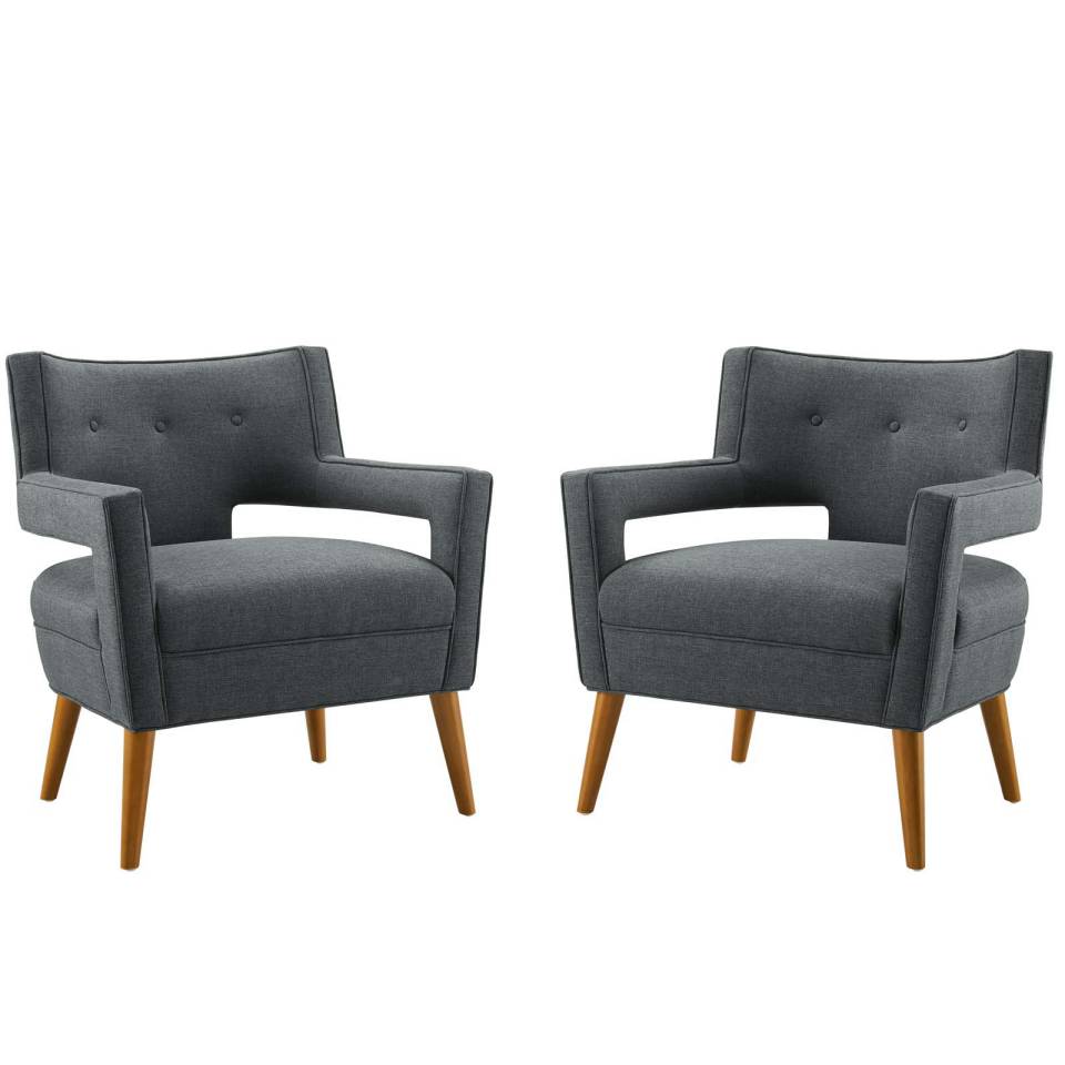 Modway Sheer Upholstered Fabric Armchair Set of 2 | Armchairs | Modishstore-2