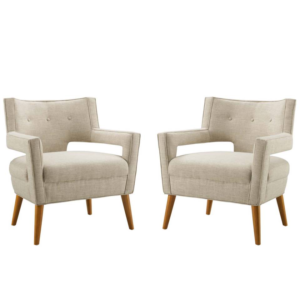 Modway Sheer Upholstered Fabric Armchair Set of 2 | Armchairs | Modishstore-4