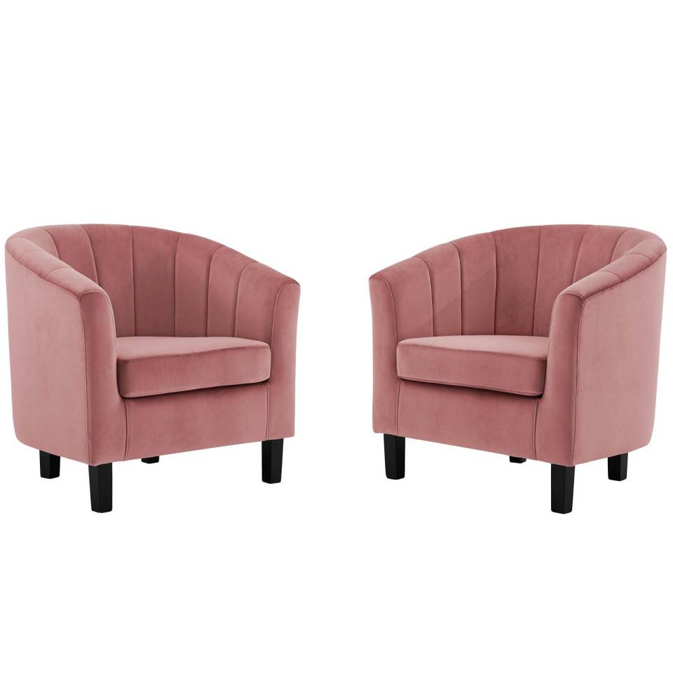 Modway Prospect Channel Tufted Performance Velvet Armchair Set of 2 | Armchairs | Modishstore