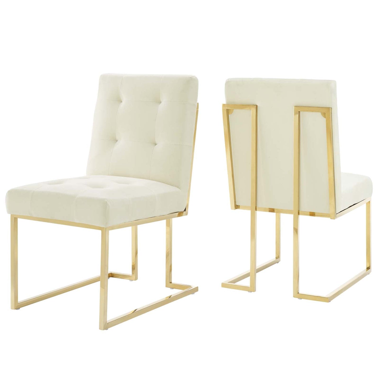 Modway Privy Gold Stainless Steel Performance Velvet Dining Chair Set of 2 | Dining Chairs | Modishstore-4