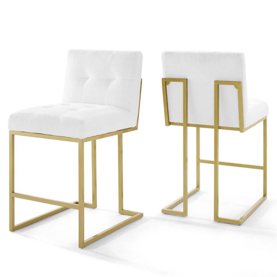 Modway Privy Gold Stainless Steel Upholstered Fabric Counter Stool Set of 2 | Counter Stools | Modishstore-4
