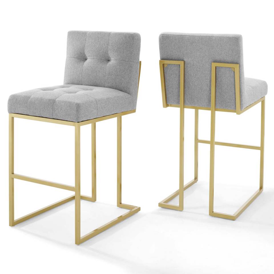 Modway Privy Gold Stainless Steel Performance Velvet Bar Stool Set of 2 | Bar Stools | Modishstore-3