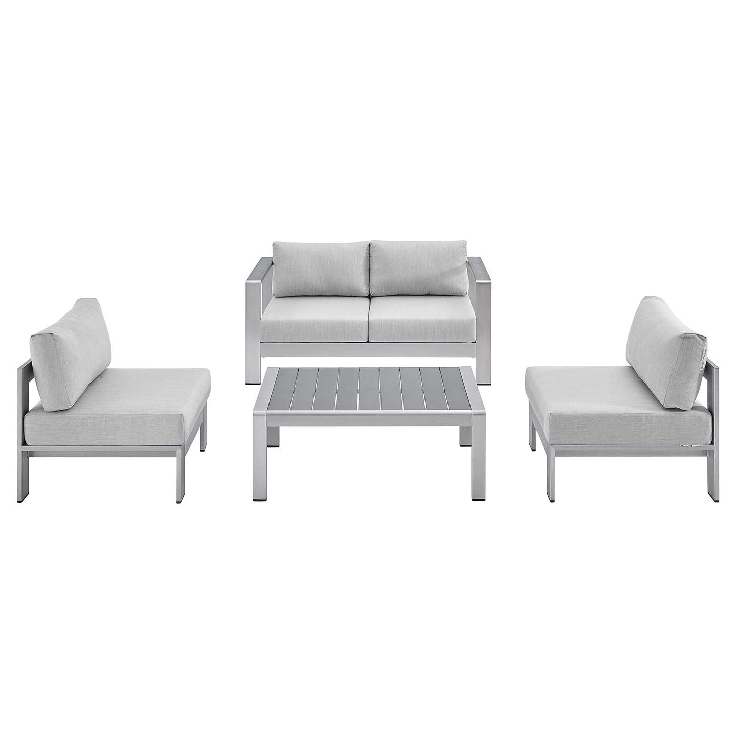Shore Sunbrella® Fabric Outdoor Patio Aluminum 4 Piece Set By Modway | Outdoor Patio | Modishstore