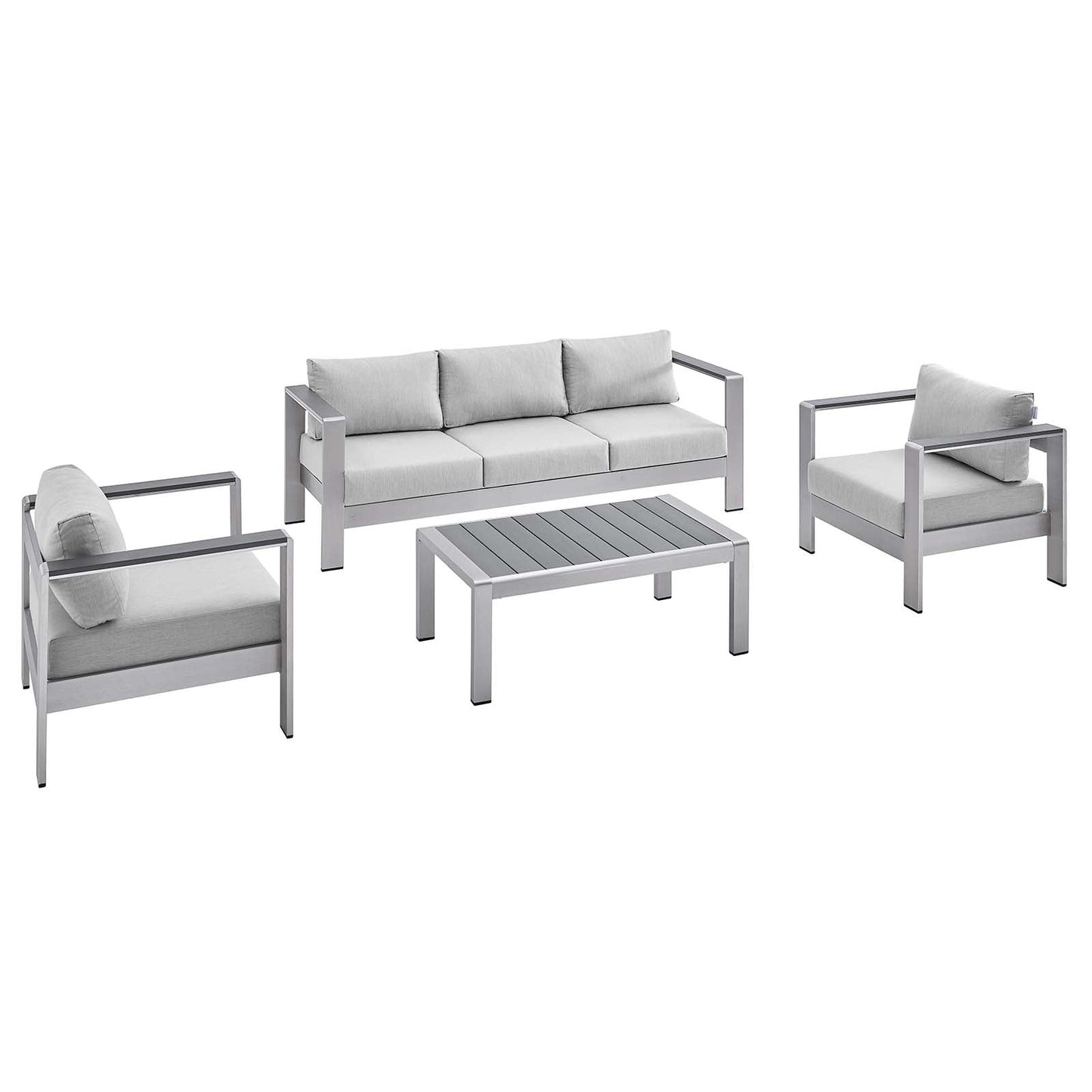 Shore Sunbrella® Fabric Outdoor Patio Aluminum 4 Piece Set By Modway - EEI-4316 | Outdoor Sofas, Loveseats & Sectionals | Modishstore