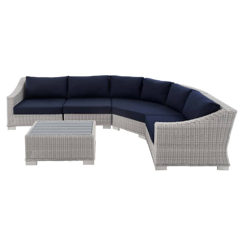 Modway Conway Sunbrella® Outdoor Patio Wicker Rattan 5-Piece Sectional Sofa Set | Outdoor Sofas, Loveseats & Sectionals |