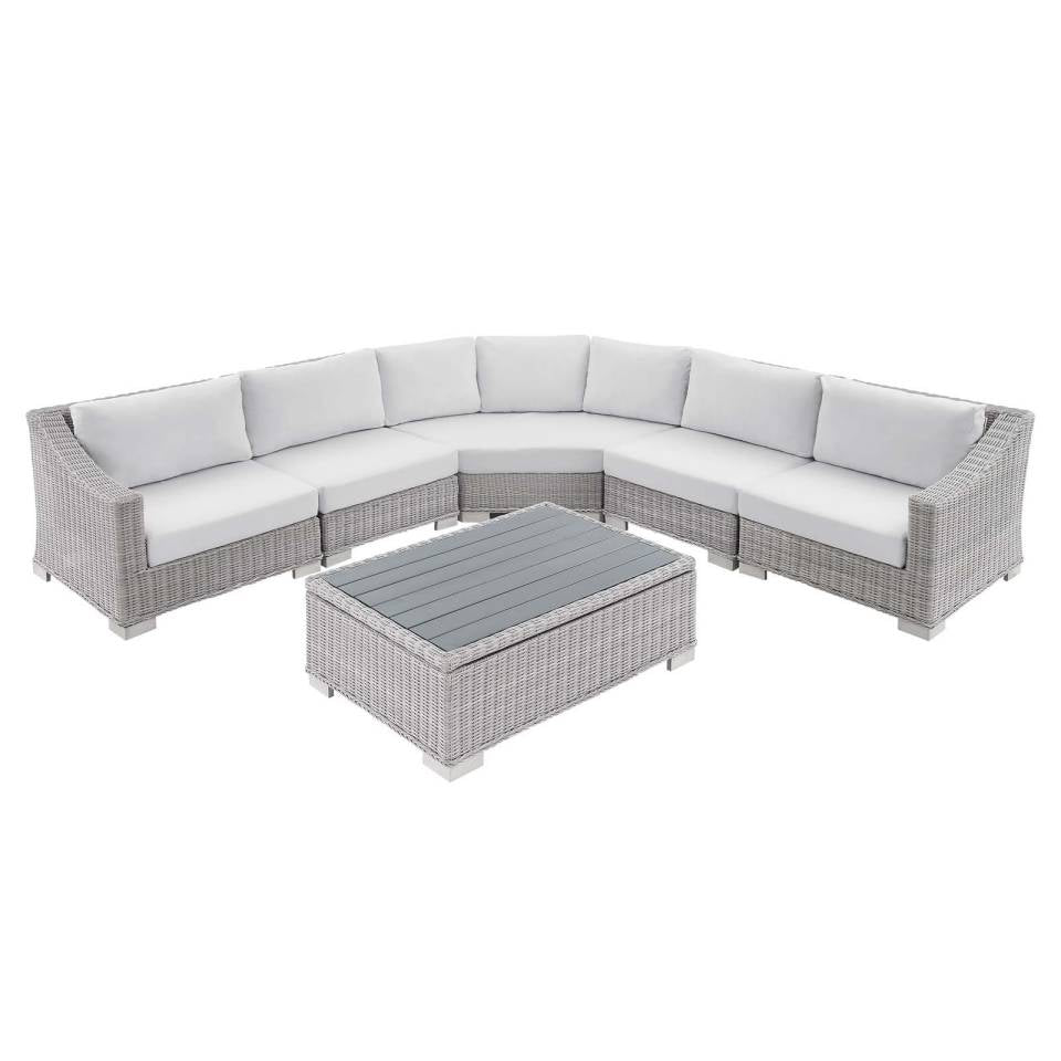 Modway Conway Sunbrella® Outdoor Patio Wicker Rattan 6-Piece Sectional Sofa Set | Outdoor Patio Daybed |