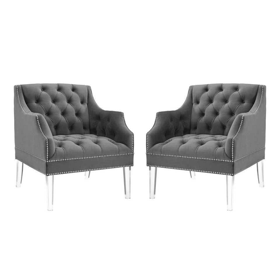 Modway Proverbial Armchair Performance Velvet Set of 2 | Armchairs | Modishstore