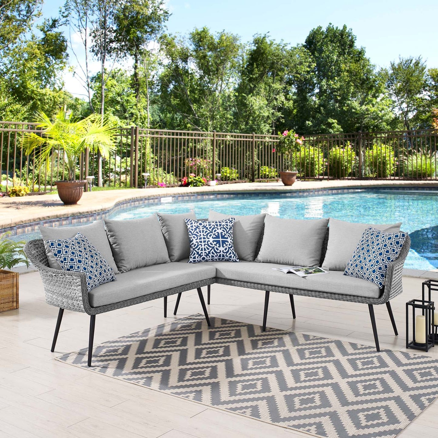Modway Endeavor Outdoor Patio Wicker Rattan Sectional Sofa | Outdoor Sofas, Loveseats & Sectionals