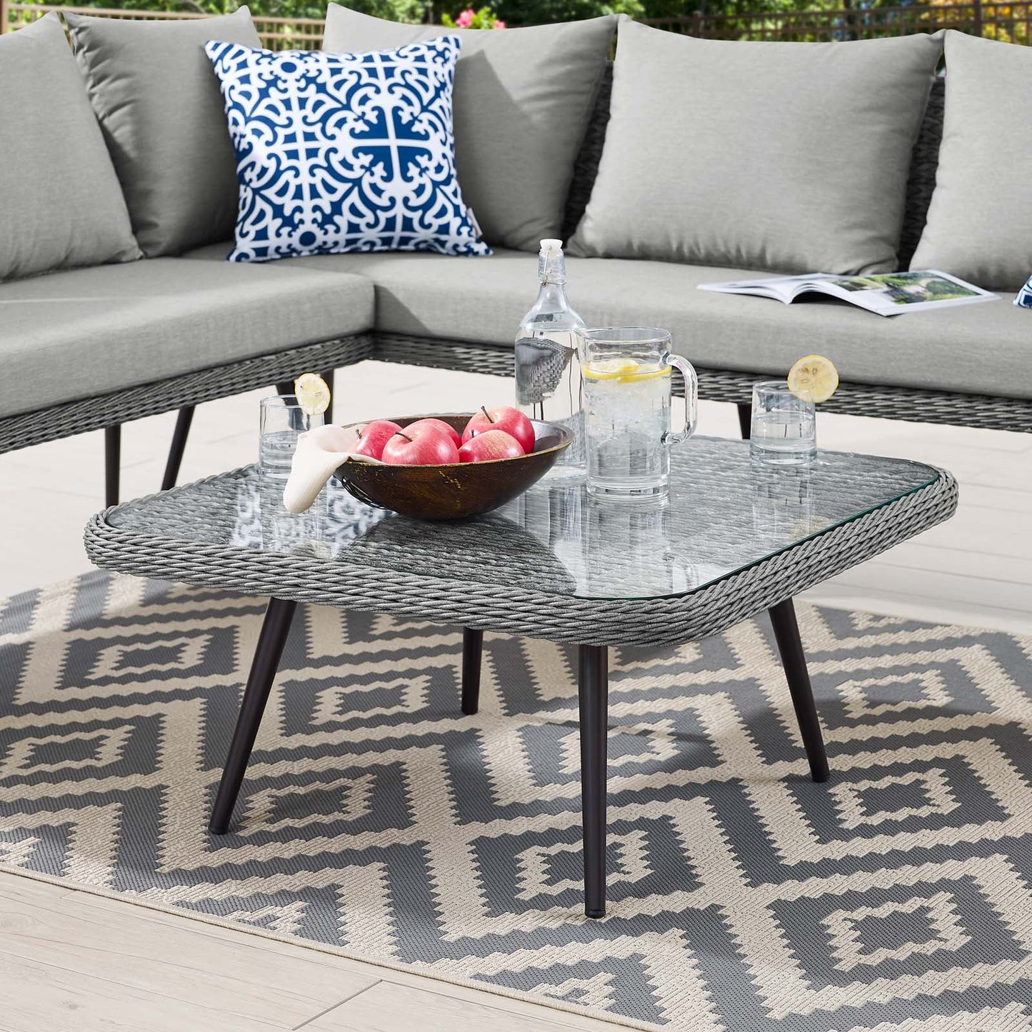 Modway Endeavor Outdoor Patio Wicker Rattan Square Coffee Table | Coffee Tables