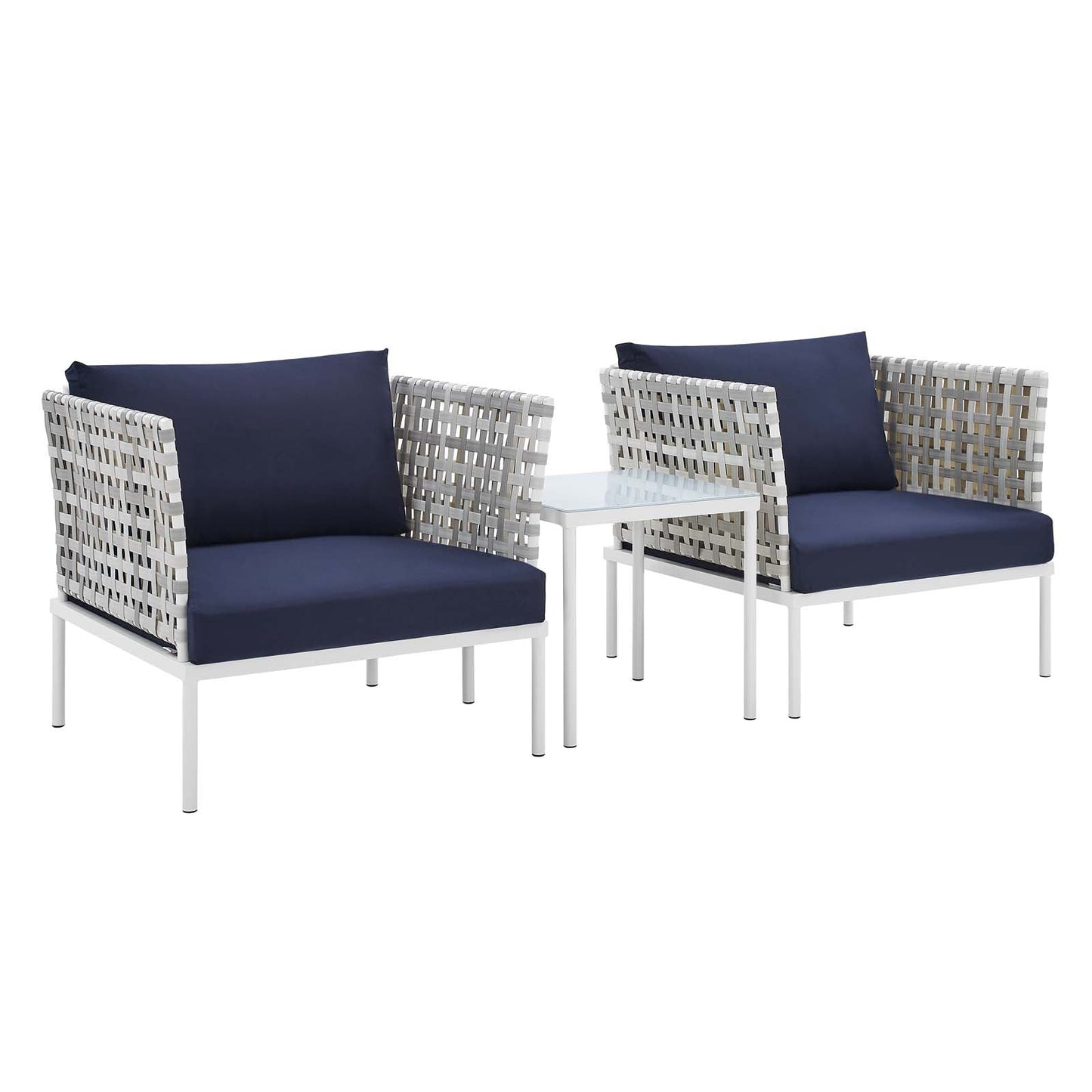 Modway Harmony 3-Piece Sunbrella® Basket Weave Outdoor Patio Aluminum Seating Set | Outdoor Sofas, Loveseats & Sectionals |