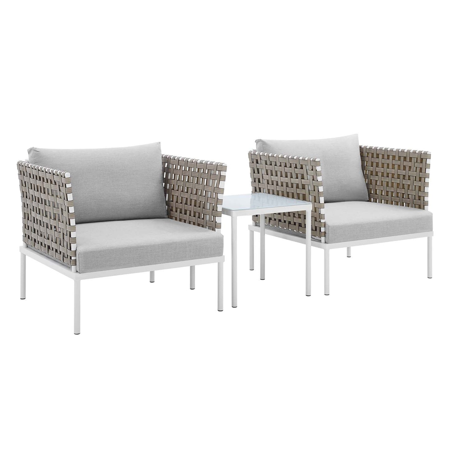 Harmony 3-Piece Sunbrella® Basket Weave Outdoor Patio Aluminum Seating Set By Modway - EEI-4685 | Outdoor Chairs