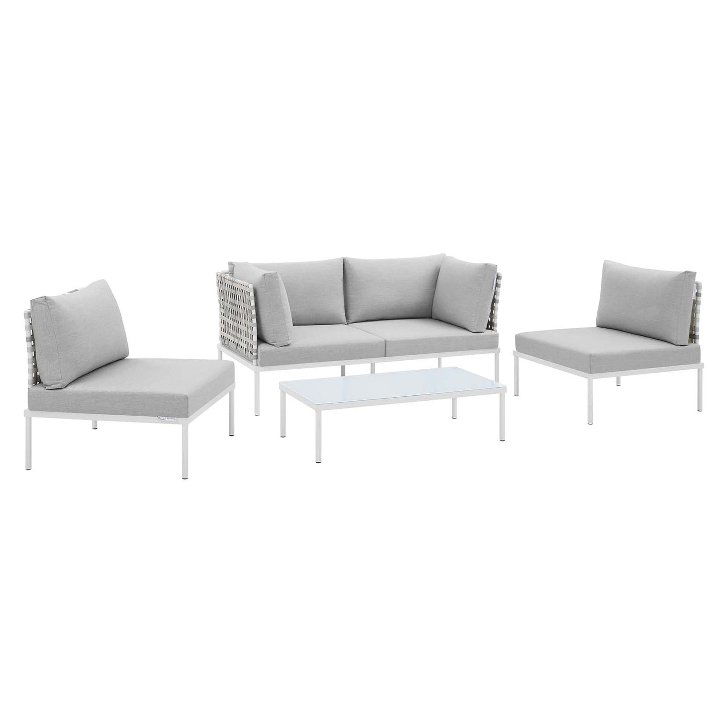 Modway Harmony 4-Piece Sunbrella® Basket Weave Outdoor Patio Aluminum Seating Set | Outdoor Sofas, Loveseats & Sectionals
