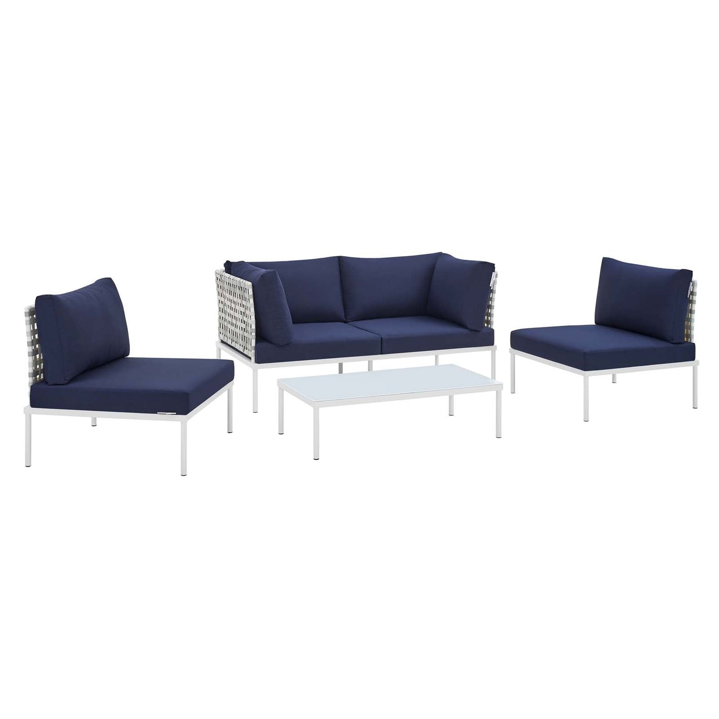Modway Harmony 4-Piece Sunbrella® Basket Weave Outdoor Patio Aluminum Seating Set | Outdoor Sofas, Loveseats & Sectionals |
